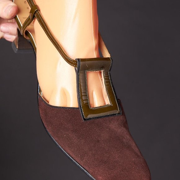 1970s Ro-Man Mod Suede Slingback Heels - Picture 7 of 7